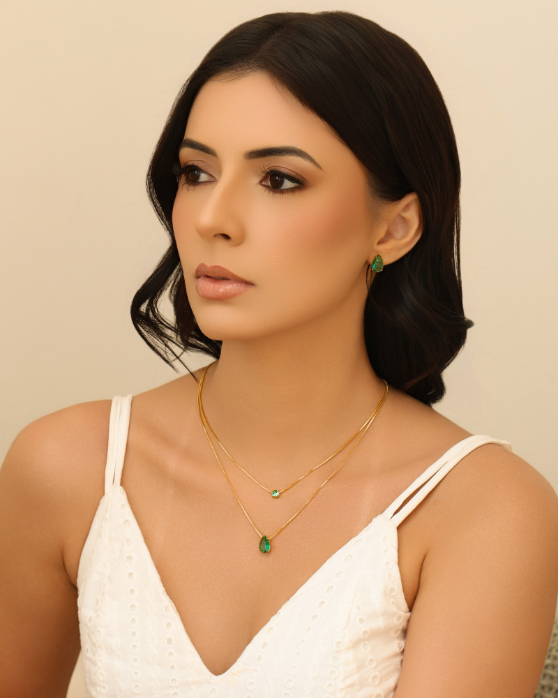 Gargantilha Veneziana Ponto de Luz Turmalina 5 mm Banhado a Ouro 18K - 45 cm