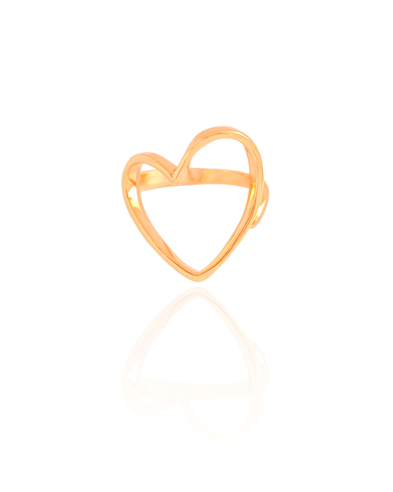 Anel Coração Vazado Tamanho 26 Banhado a Ouro 18K