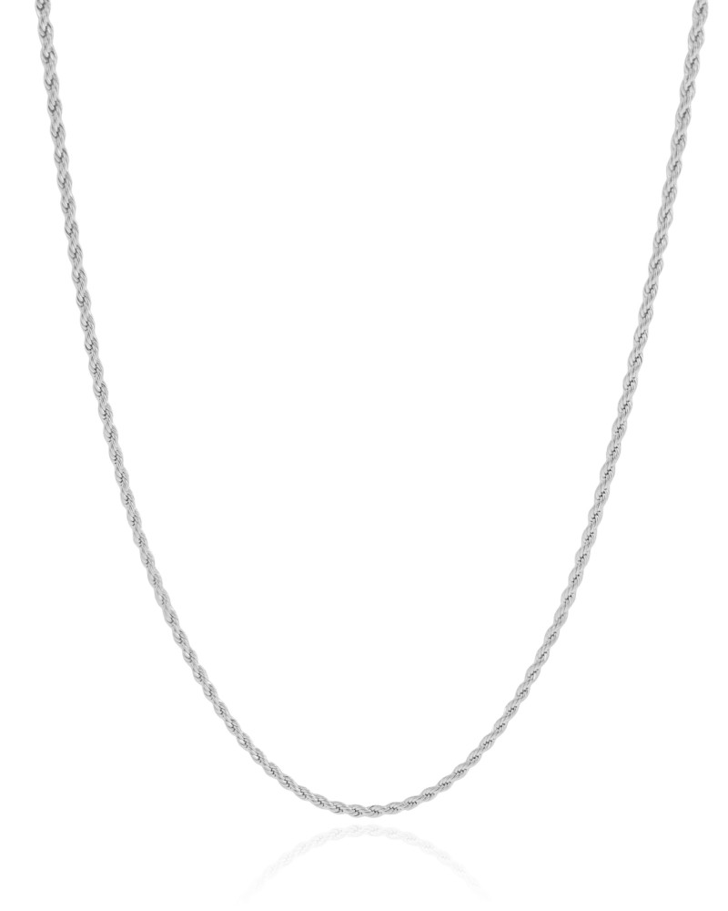 Gargantilha Cordão Baiano 1.5 mm Ródio Branco - 45 cm