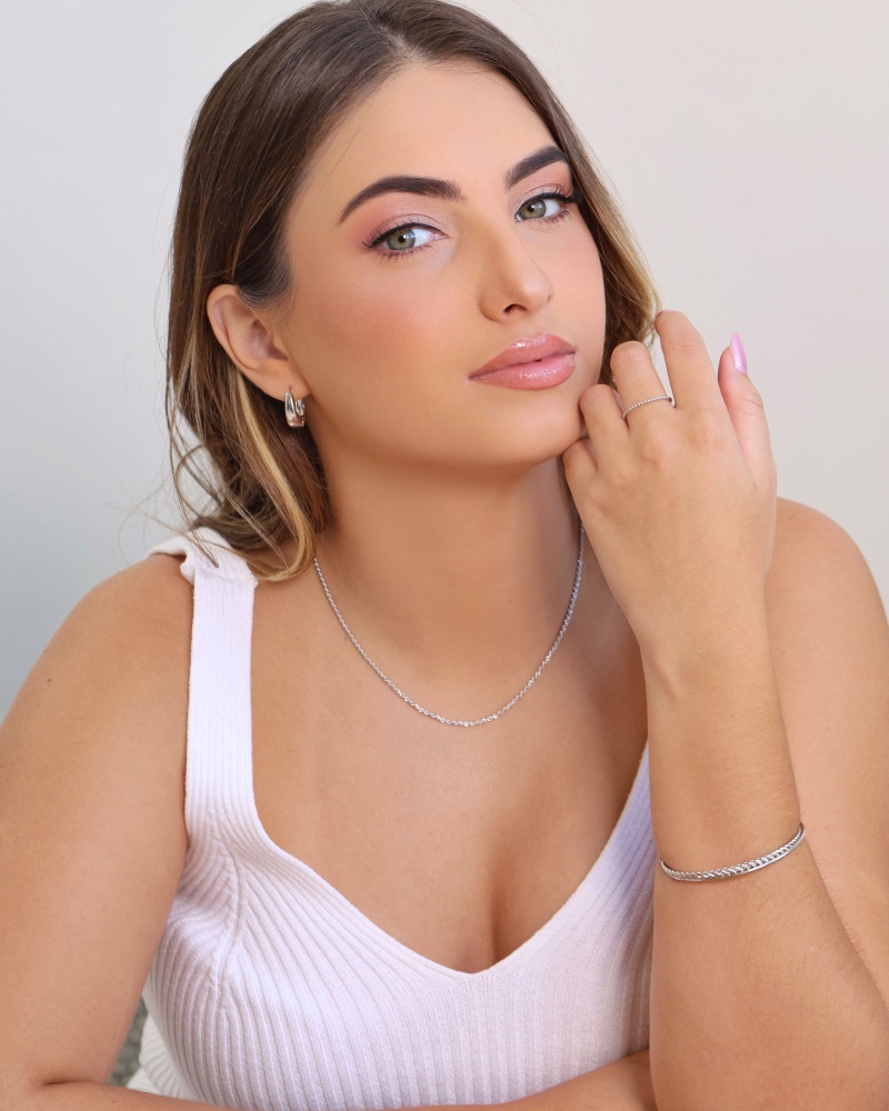 Bracelete Entrelaçado Detalhado 5 mm Ródio Branco