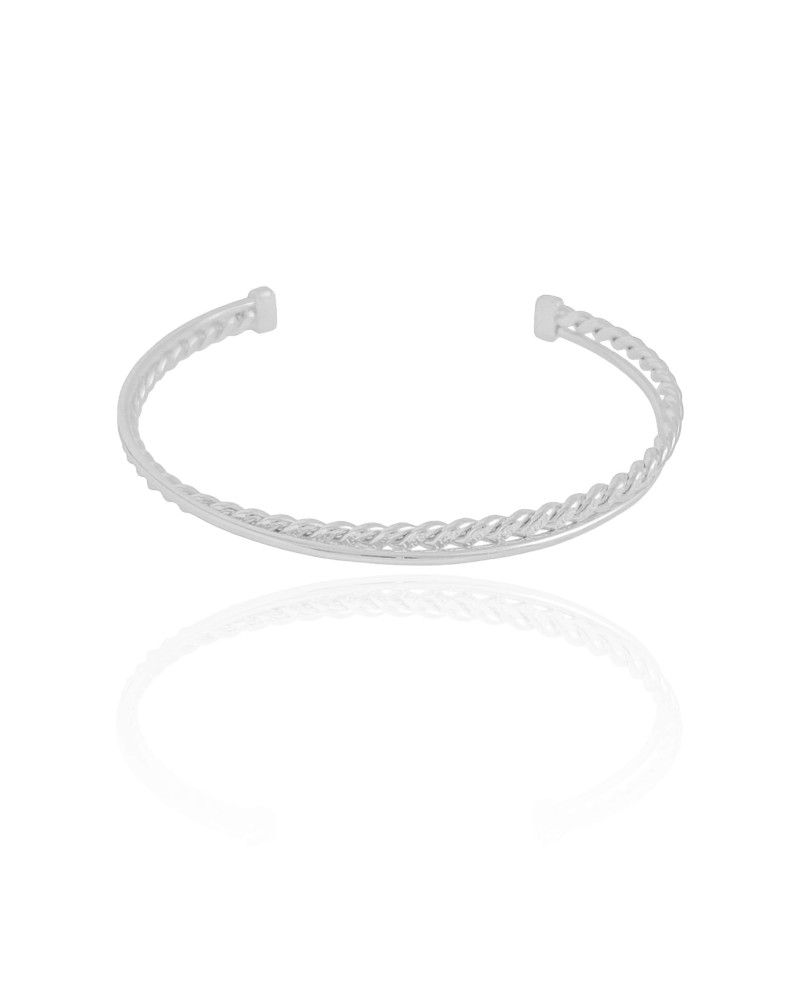 Bracelete Entrelaçado Detalhado 5 mm Ródio Branco