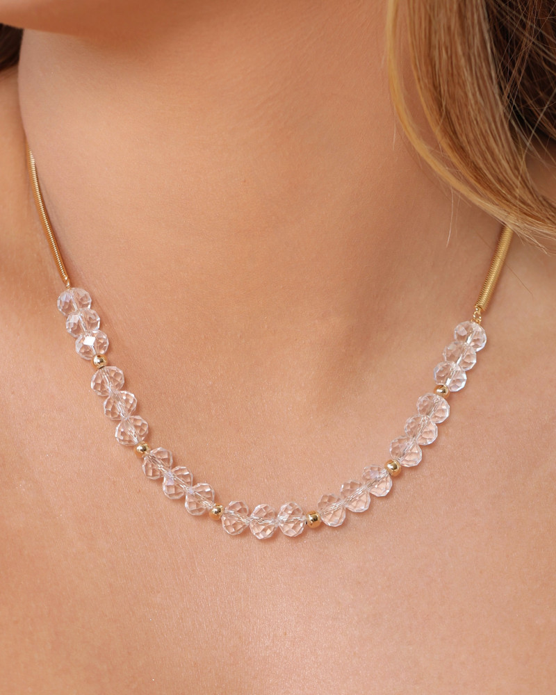 Gargantilha Snake Cristais Banhado a Ouro 18K - 40 cm