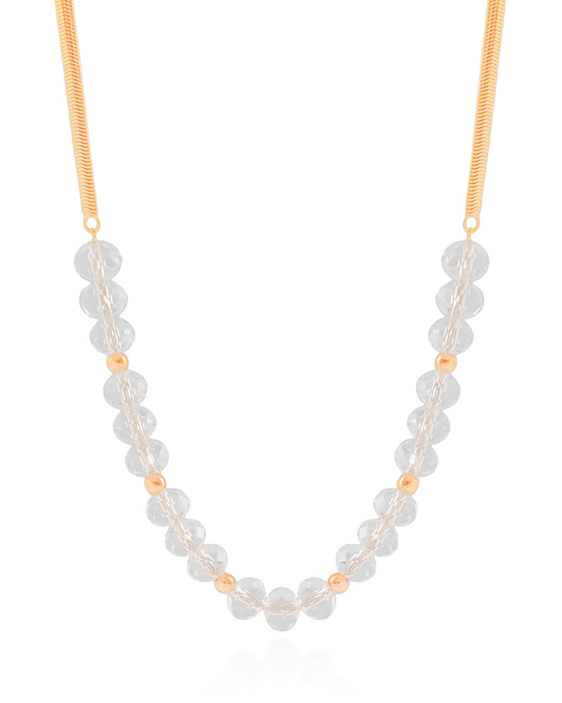 Gargantilha Snake Cristais Banhado a Ouro 18K - 40 cm