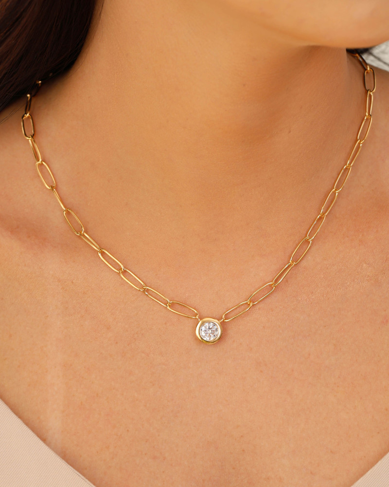 Gargantilha Elos Ovais Ponto de Luz Cristal Banhado a Ouro 18K - 45 cm