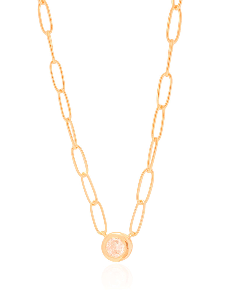 Gargantilha Elos Ovais Ponto de Luz Cristal Banhado a Ouro 18K - 45 cm