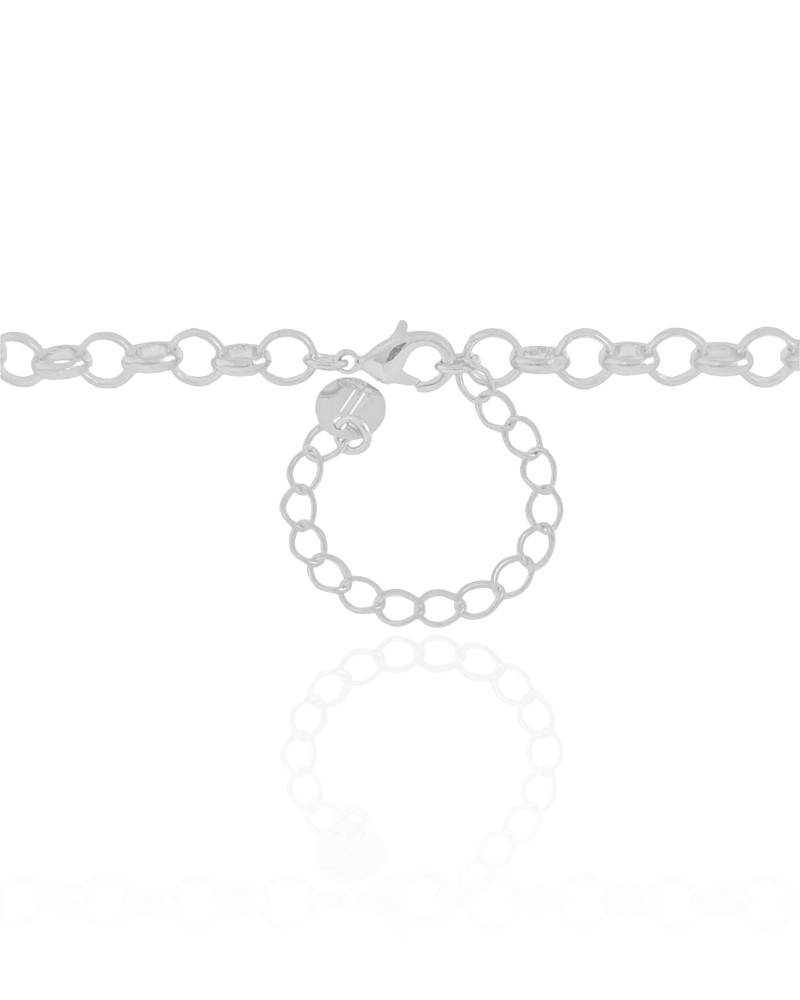 Gargantilha Elos Portugueses Pontos de Luz Cristal Ródio Branco - 45 cm