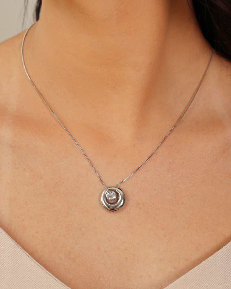 Gargantilha Veneziana Redondo Ponto de Luz Cristal Ródio Branco - 45 cm