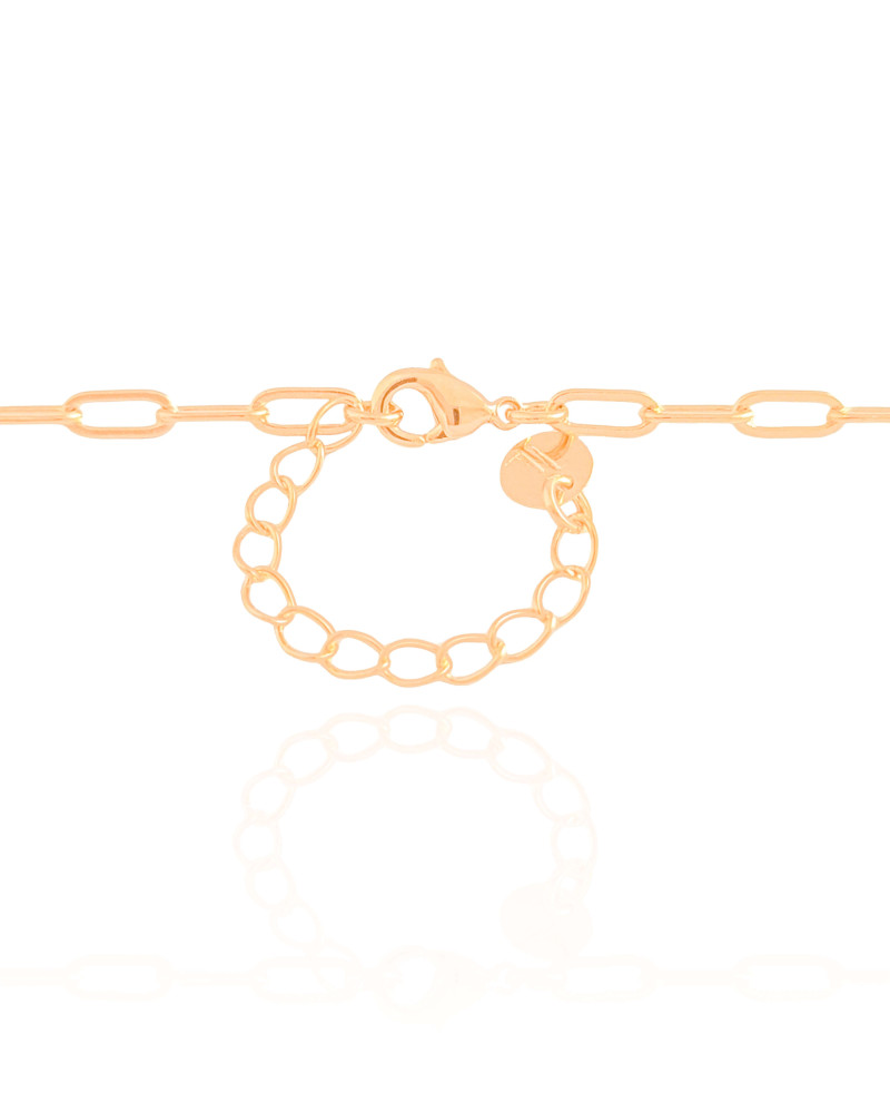 Gargantilha Elos Retângulo Cristal Banhado a Ouro 18K - 45 cm