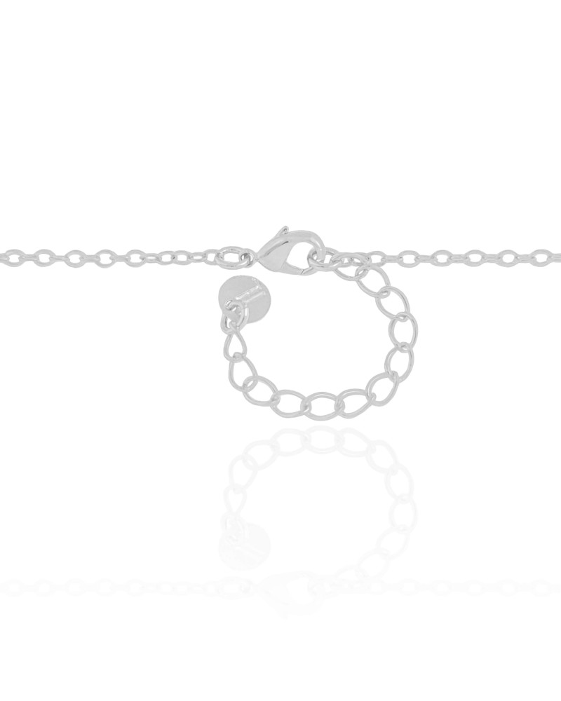 Gargantilha Elos Folhas Lisas Ródio Branco - 40 cm