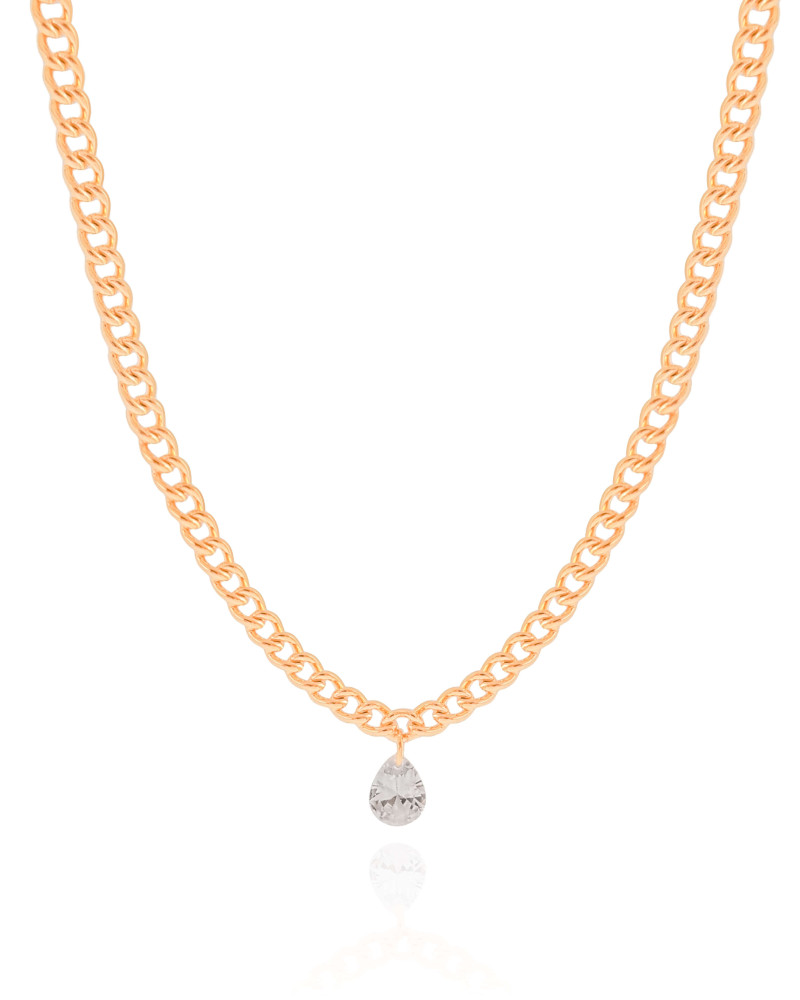 Choker Grumet Gota Cristal Banhado a Ouro 18K