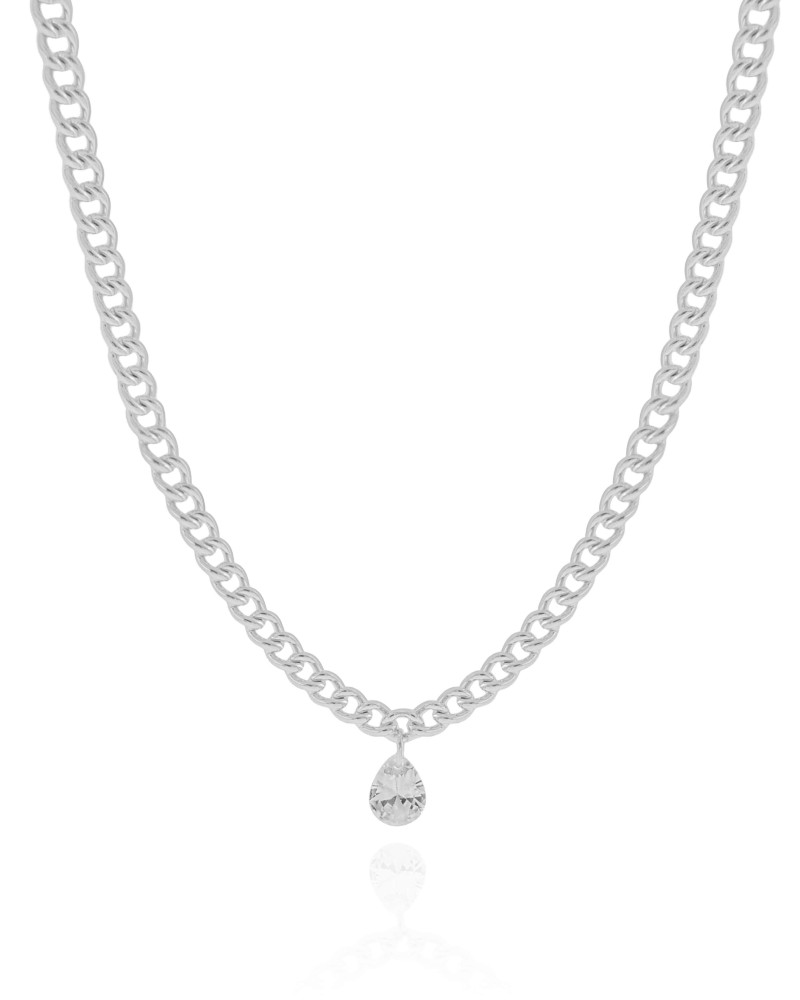 Choker Grumet Gota Cristal Ródio Branco