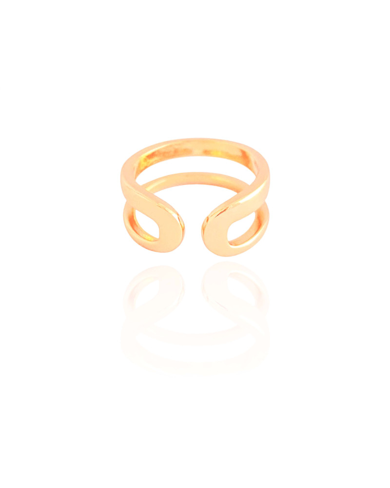 Anel Ajustável Filetes Lisos Tamanho P Banhado a Ouro 18K