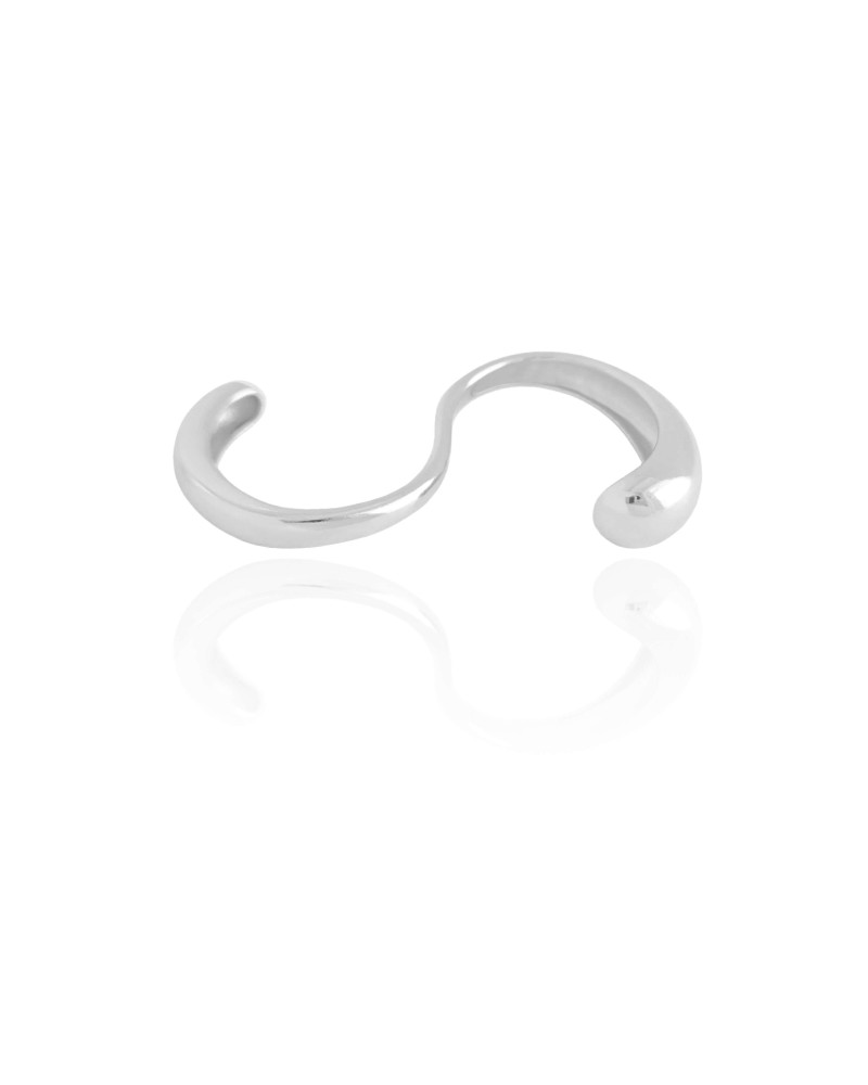 Anel Ajustável Dois Dedos Liso Tamanho Único Ródio Branco