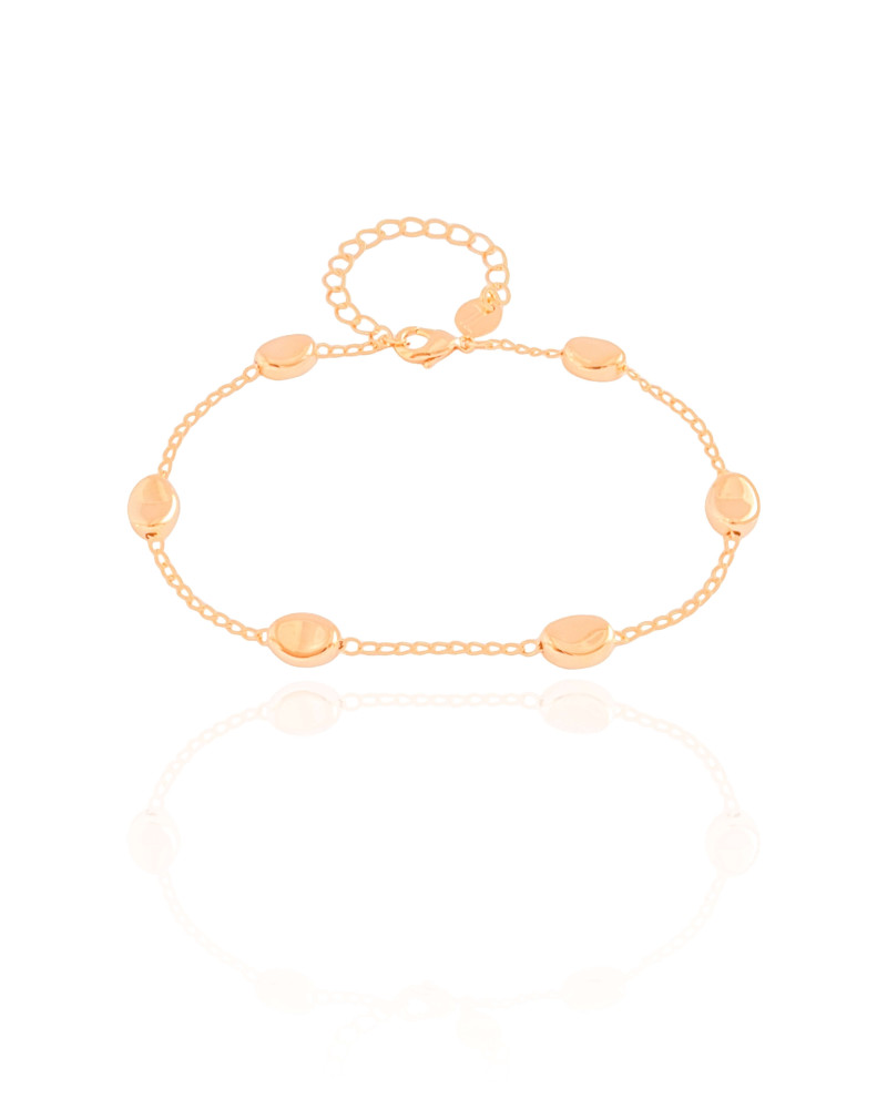 Pulseira Elos Ovais Lisos Banhado a Ouro 18K
