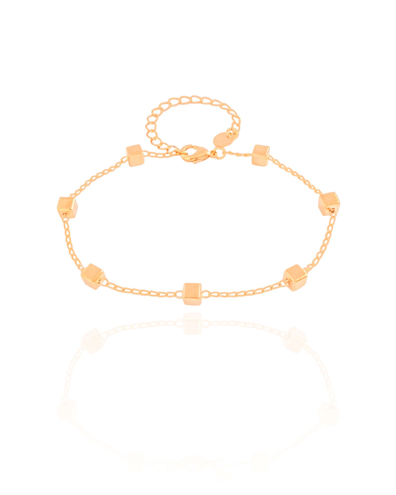 Pulseira Elos Quadrados Lisos Banhado a Ouro 18K