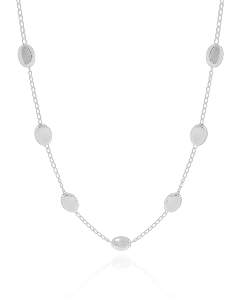 Gargantilha Elos Ovais Lisos Ródio Branco - 40 cm