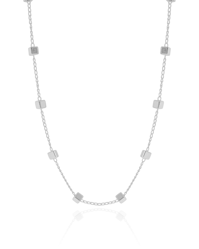 Choker Elos Quadrados Lisos Ródio Branco