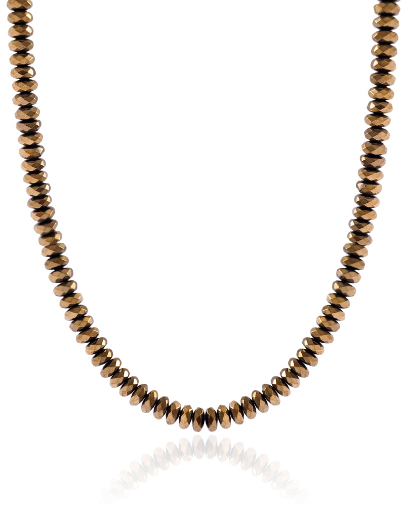 Choker Hematita Dourada 6 mm Banhado a Ouro 18K