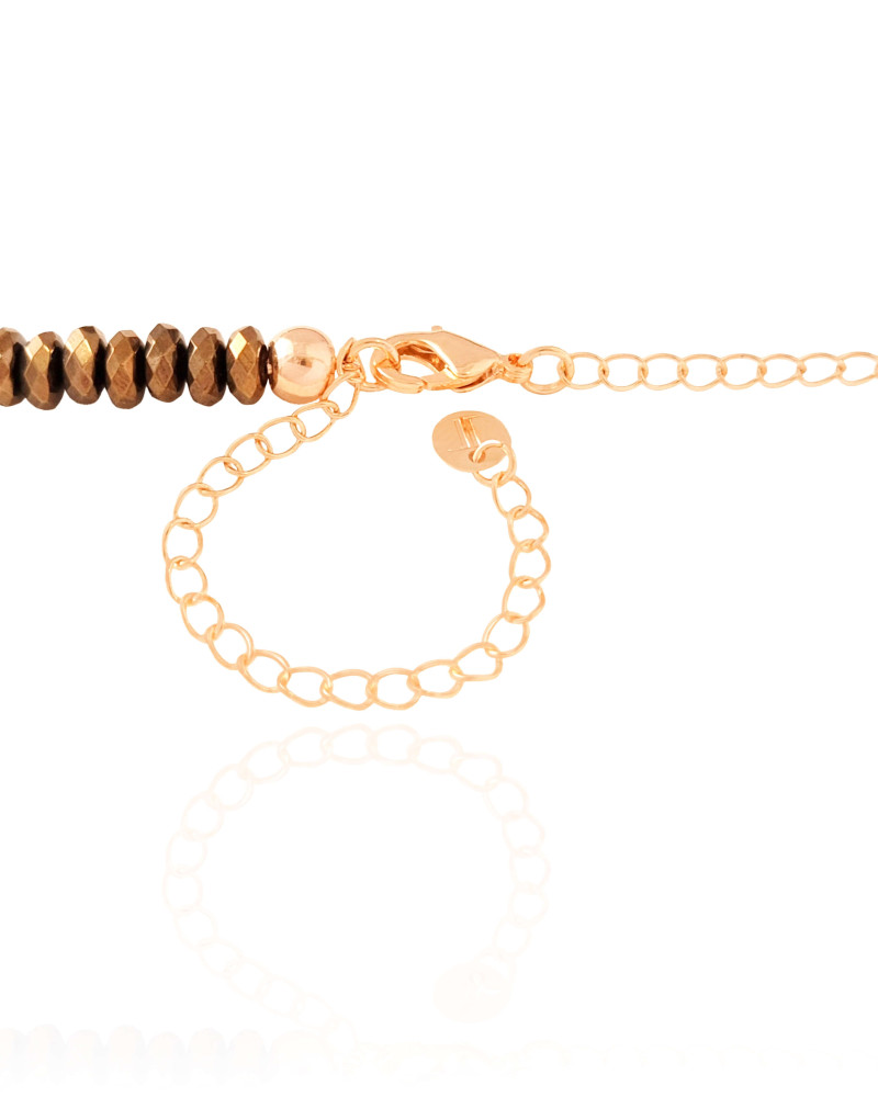 Choker Hematita Dourada 6 mm Banhado a Ouro 18K