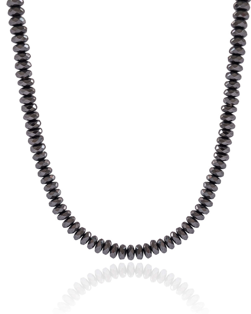 Choker Hematita Grafite 6 mm Banhado a Ouro 18K