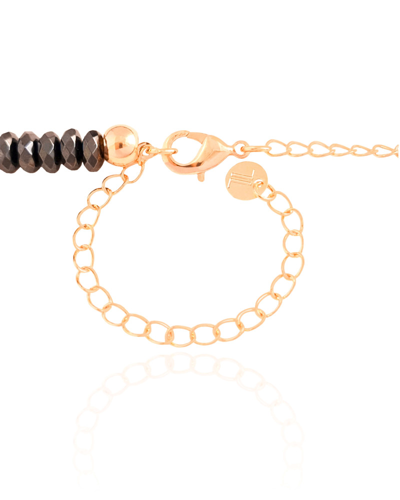 Choker Hematita Grafite 6 mm Banhado a Ouro 18K