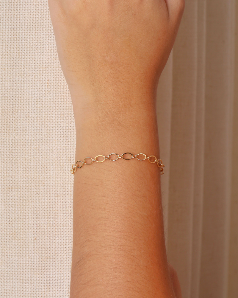 Pulseira Elos Losango 5 mm Banhado a Ouro 18K