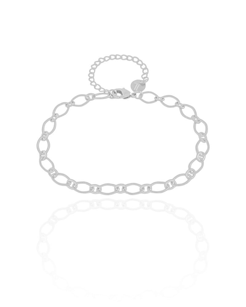 Pulseira Elos Losango 5 mm Ródio Branco