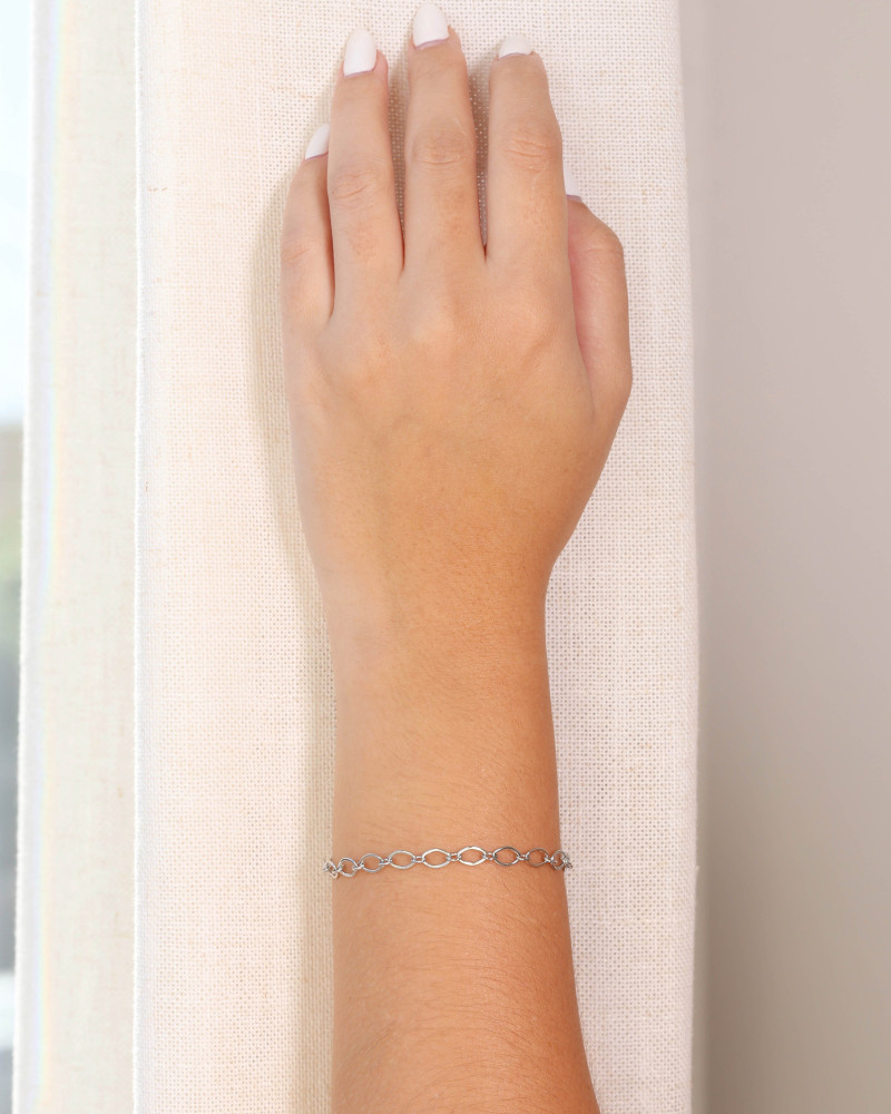 Pulseira Elos Losango 5 mm Ródio Branco