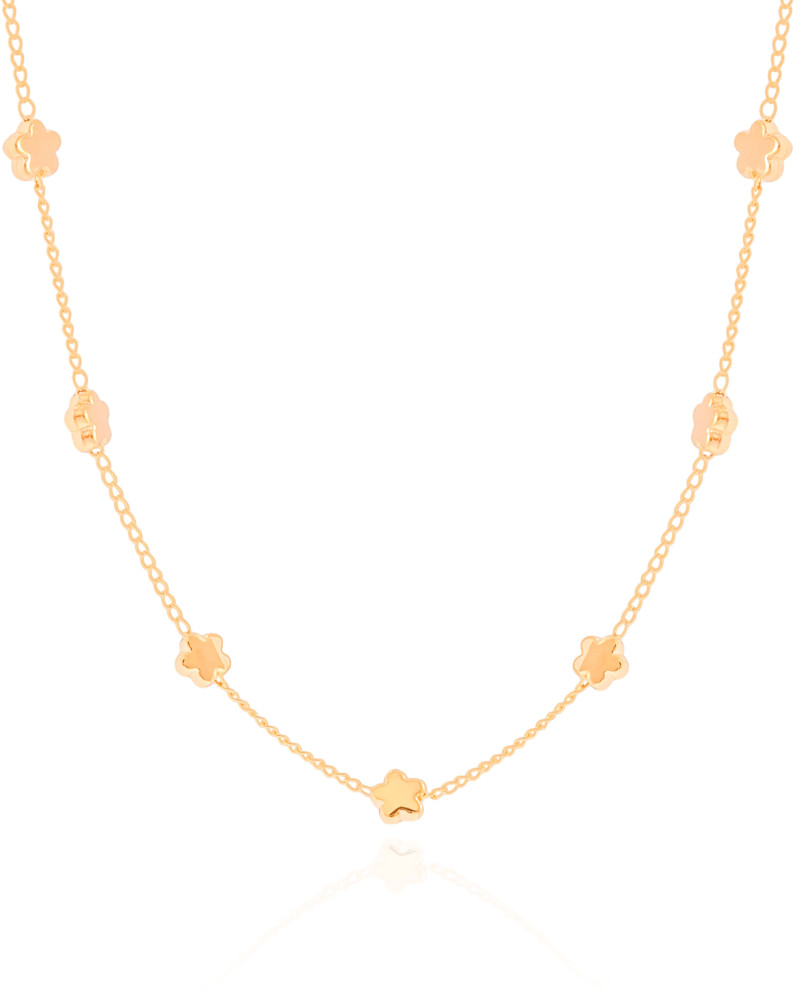 Choker Elos Estrelas Lisas Banhado a Ouro 18K