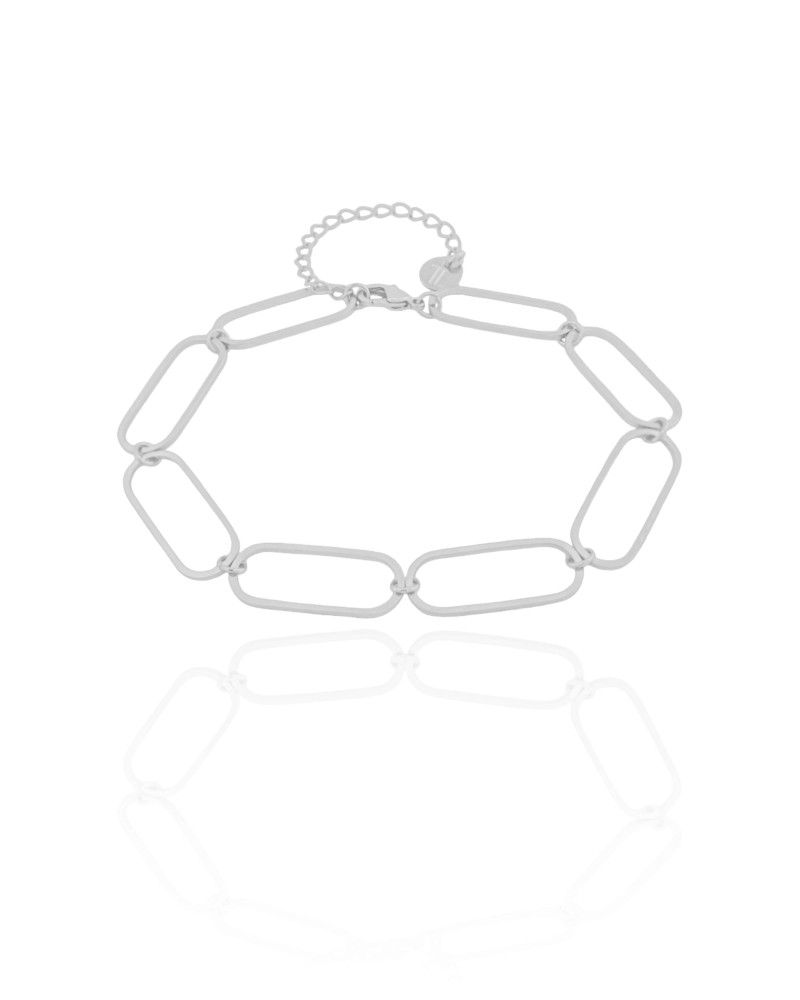 Pulseira Elos Ovais 8 mm Ródio Branco