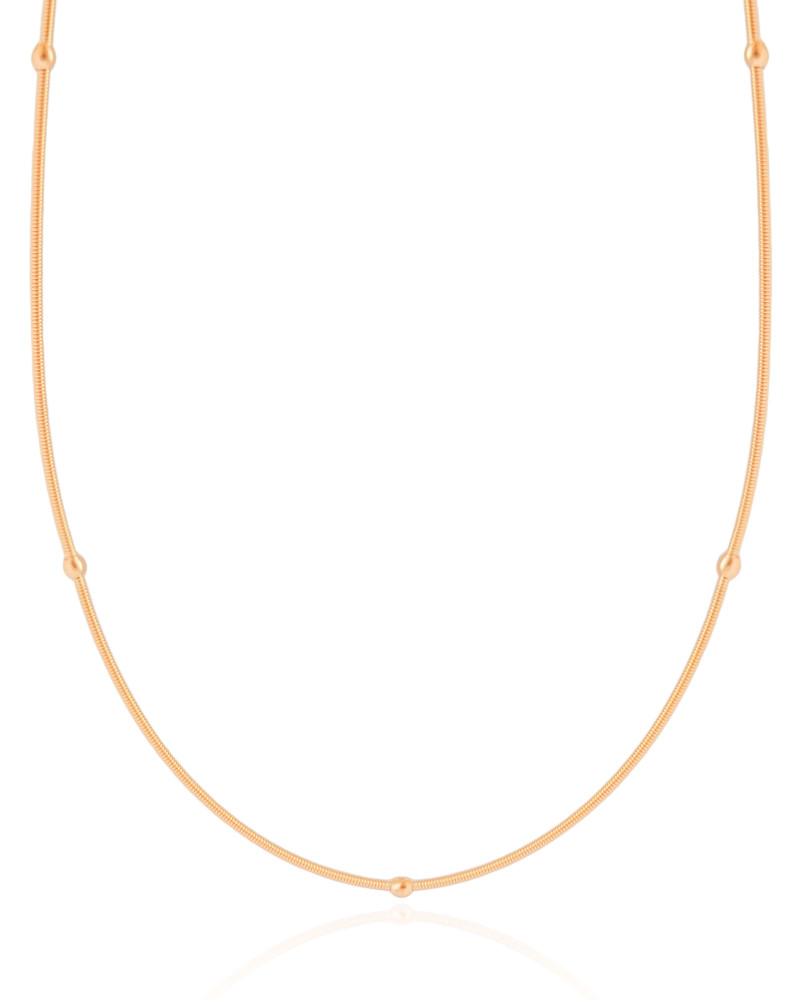 Pulseira Corda de Violão Bolinhas 3 mm Banhado a Ouro 18K