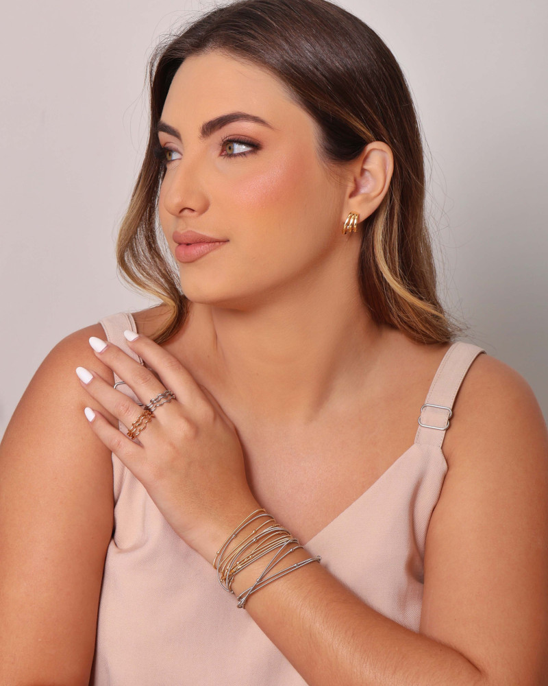 Pulseira Corda Violão Bolinhas 3 mm Ródio Branco