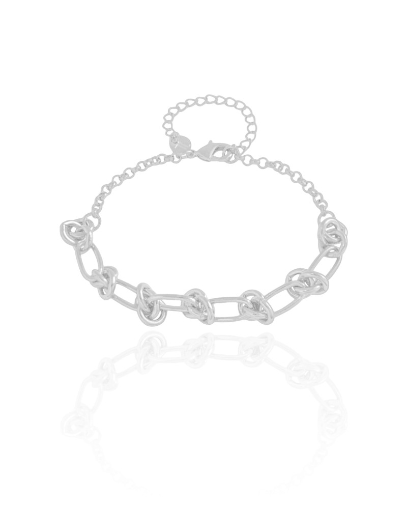 Pulseira Elos Nó Ródio Branco
