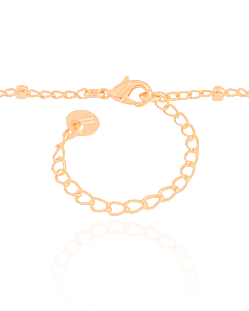 Gargantilha Elos Bolinhas Flor Cravejada Cristal Banhado a Ouro 18K - 45 cm