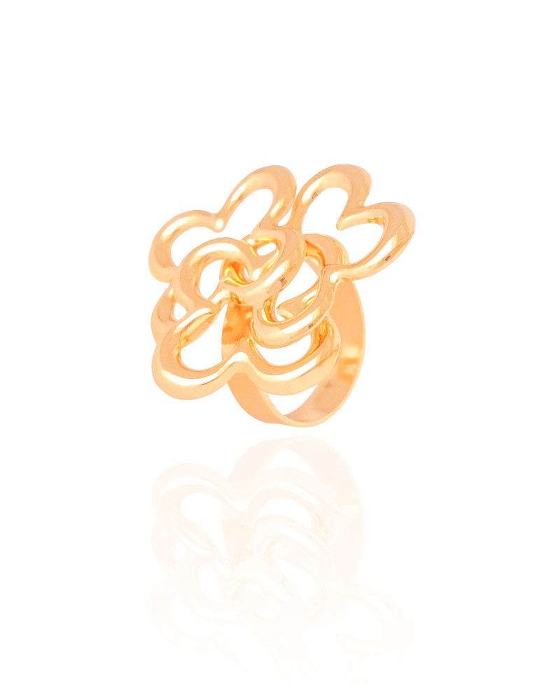 Anel Ajustável Flor Entrelaçada Tamanho G Banhado a Ouro 18K