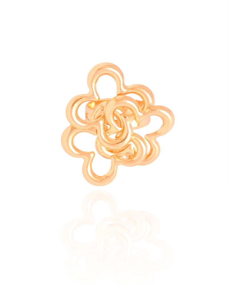 Anel Ajustável Flor Entrelaçada Tamanho G Banhado a Ouro 18K