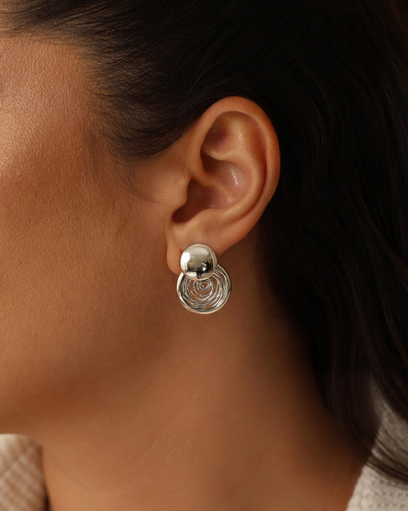 Brinco Redondo Fios Espiral 2.4 cm Ródio Branco