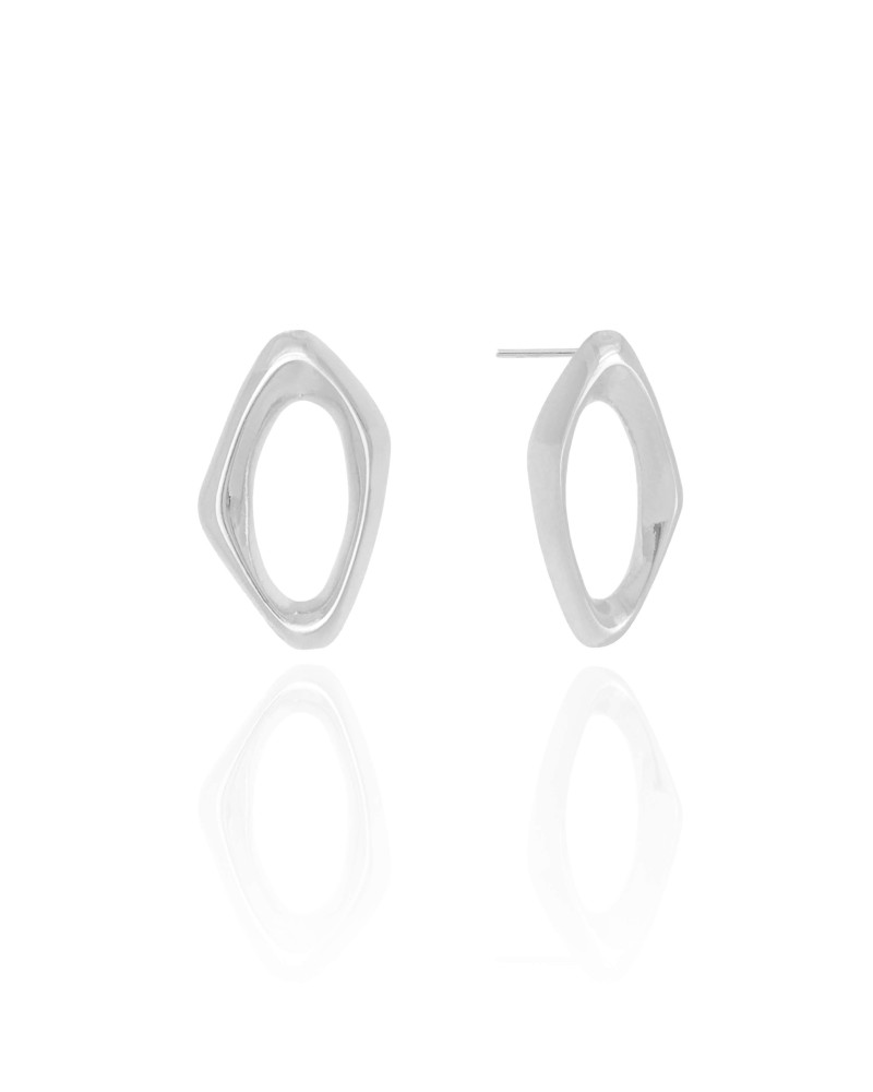 Brinco Orgânico Vazado 2.5 cm Ródio Branco