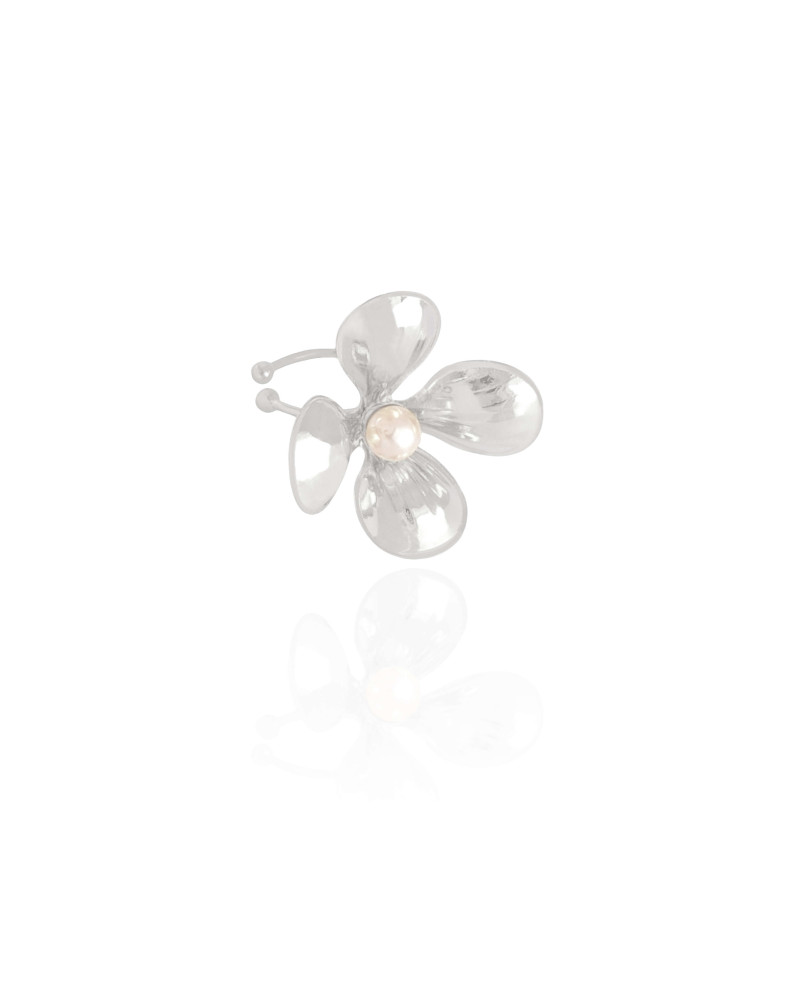 Piercing Flor Pérola Ródio Branco