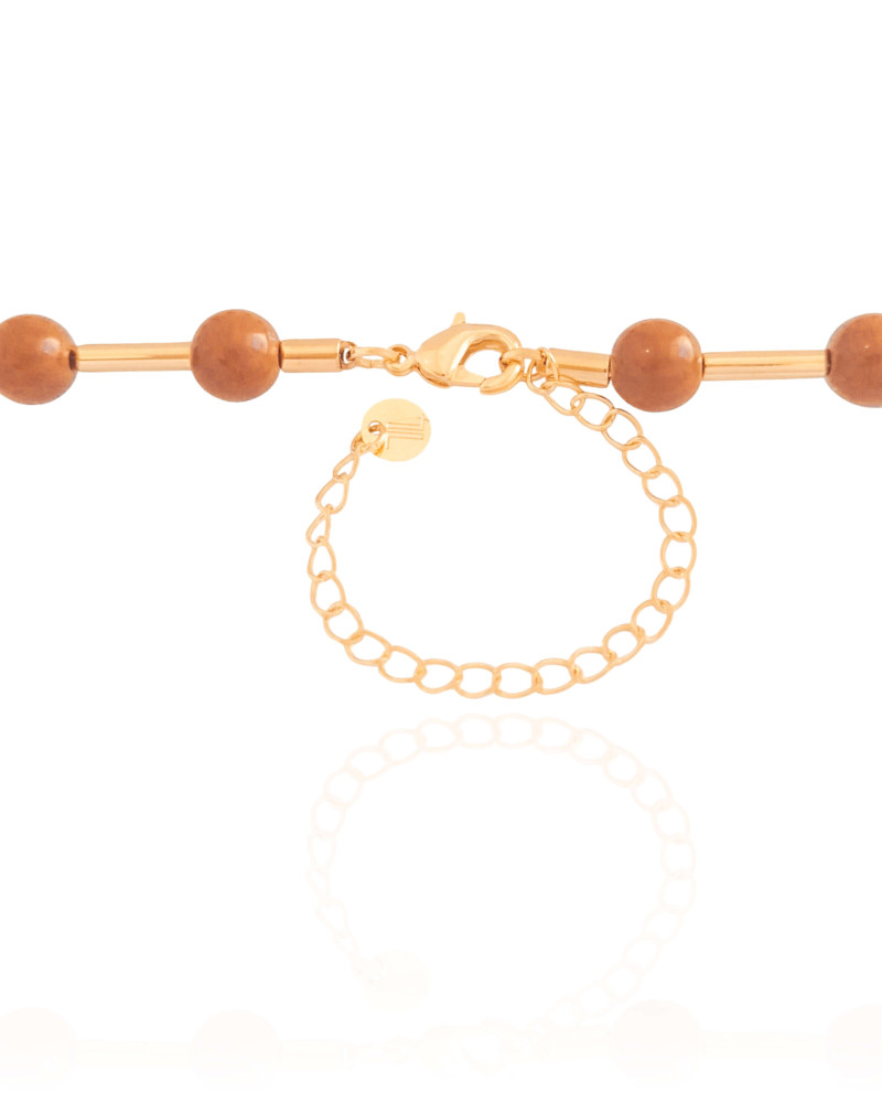 Choker Canutilhos Bolas Marrons Banhado a Ouro 18K