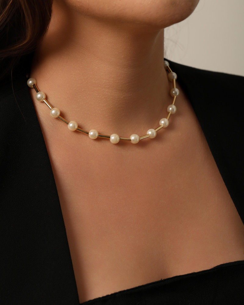 Choker Canutilhos Pérolas Banhado a Ouro 18K