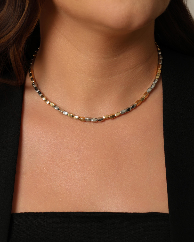 Choker Abaulada ABS Mix de Banhos Banhado a Ouro 18K