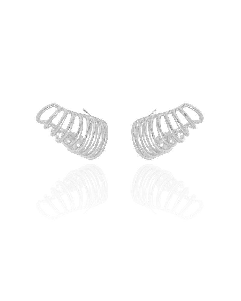 Ear Cuff Filetes Lisos 1.5 cm Ródio Branco