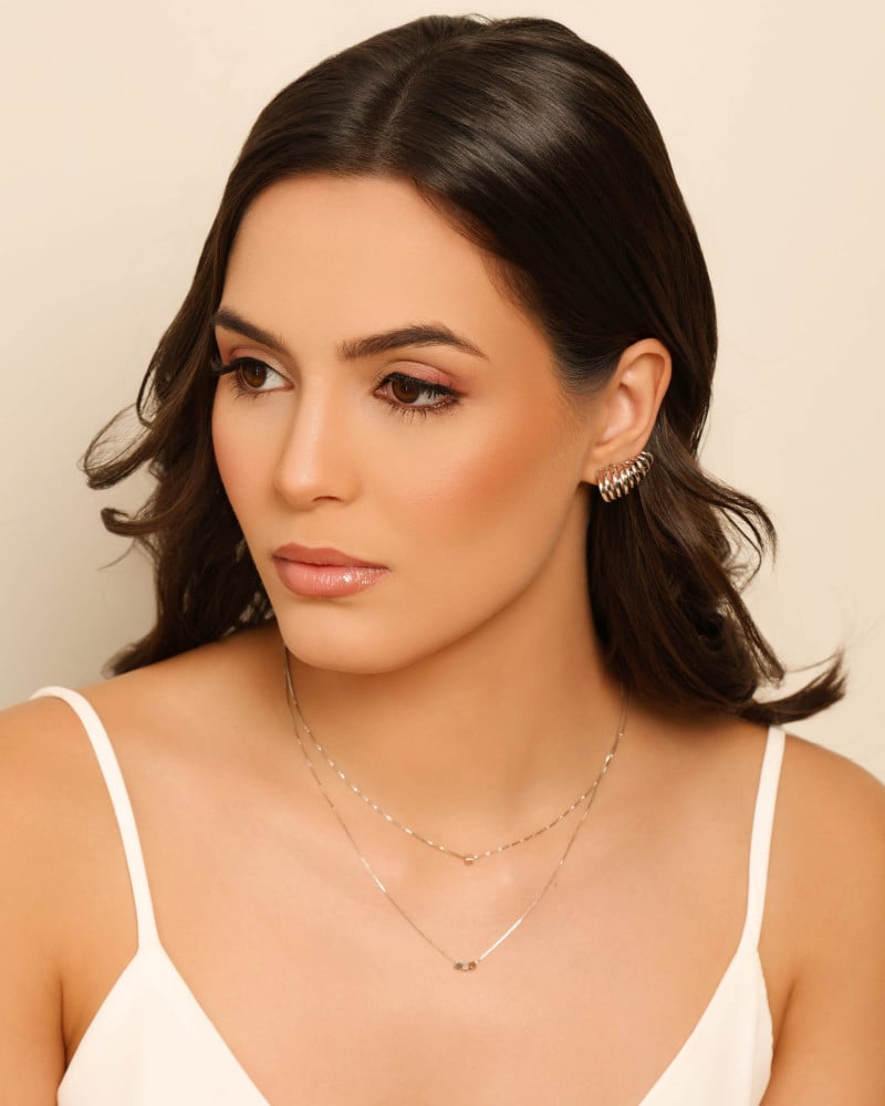 Ear Cuff Filetes Lisos 1.5 cm Ródio Branco