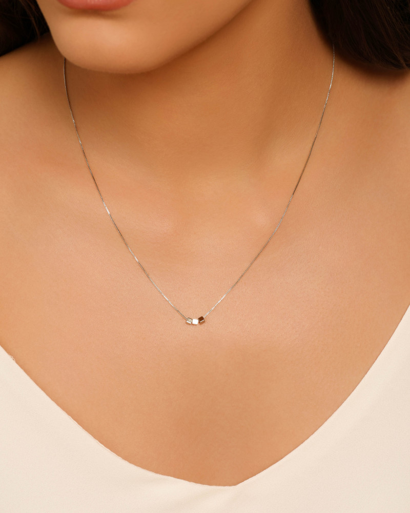 Gargantilha Veneziana Quadrados Lisos 2 mm Ródio Branco - 45 cm