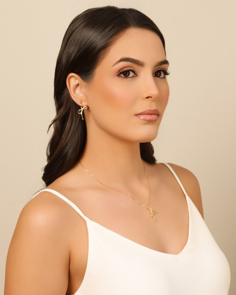 Brinco Laço Liso 3.0 cm Banhado a Ouro 18K