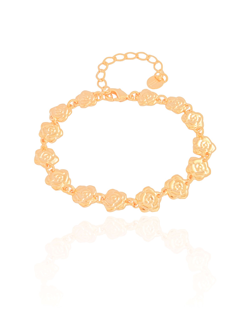 Pulseira Flores Lisas Banhado a Ouro 18K