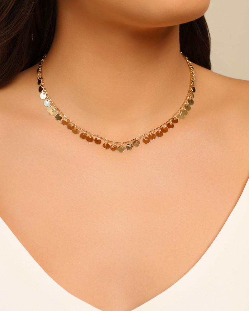 Choker Plaquinhas Lisas 6 mm Banhado a Ouro 18K