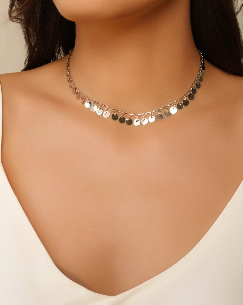 Choker Plaquinhas Lisas 6 mm Ródio Branco