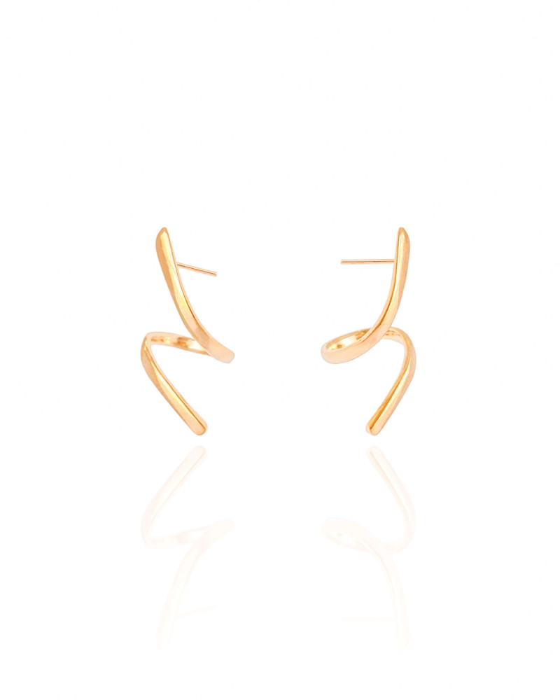 Brinco Orgânico Espiral Liso 2.7 cm Banhado a Ouro 18K